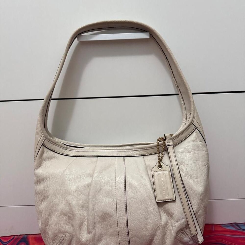 Vintage Y2K Coach Ergo Pleated Parchment Leather Slouchy Hobo Bag